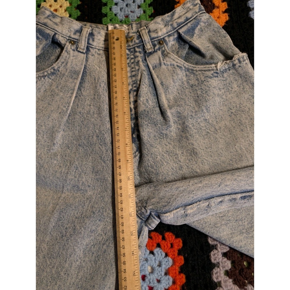 Vintage Essentials Sport Denim Shorts Acid Wash High Rise Retro 22" Waist 1990s - Picture 5 of 8